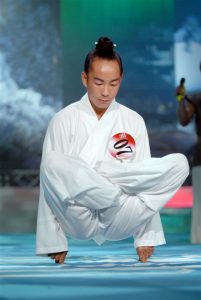 The image shows, Wudang Kungfu Master Qingfengzi at Wudang Mountain