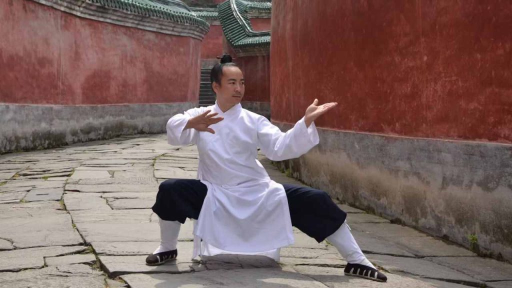 image shows a person doing wudang kungfu - bagua
